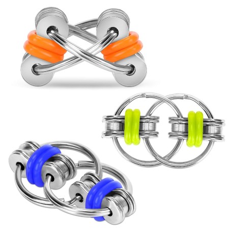 Zayin Fidget Toys Adults Bike Chain Fidget Ring Sensory Toy Handheld Ring Flippy Chain, Bike Chain Fidgets Decompression Toy for Adults Boys Girls Anxiety Stress Relief, 3 Pcs